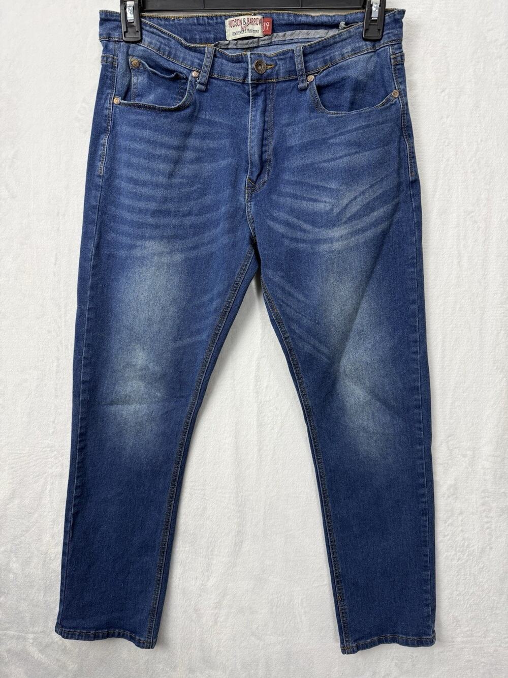 Hudson & Barrow Jeans Men Blue Cotton Denim Straight Faded Size 34